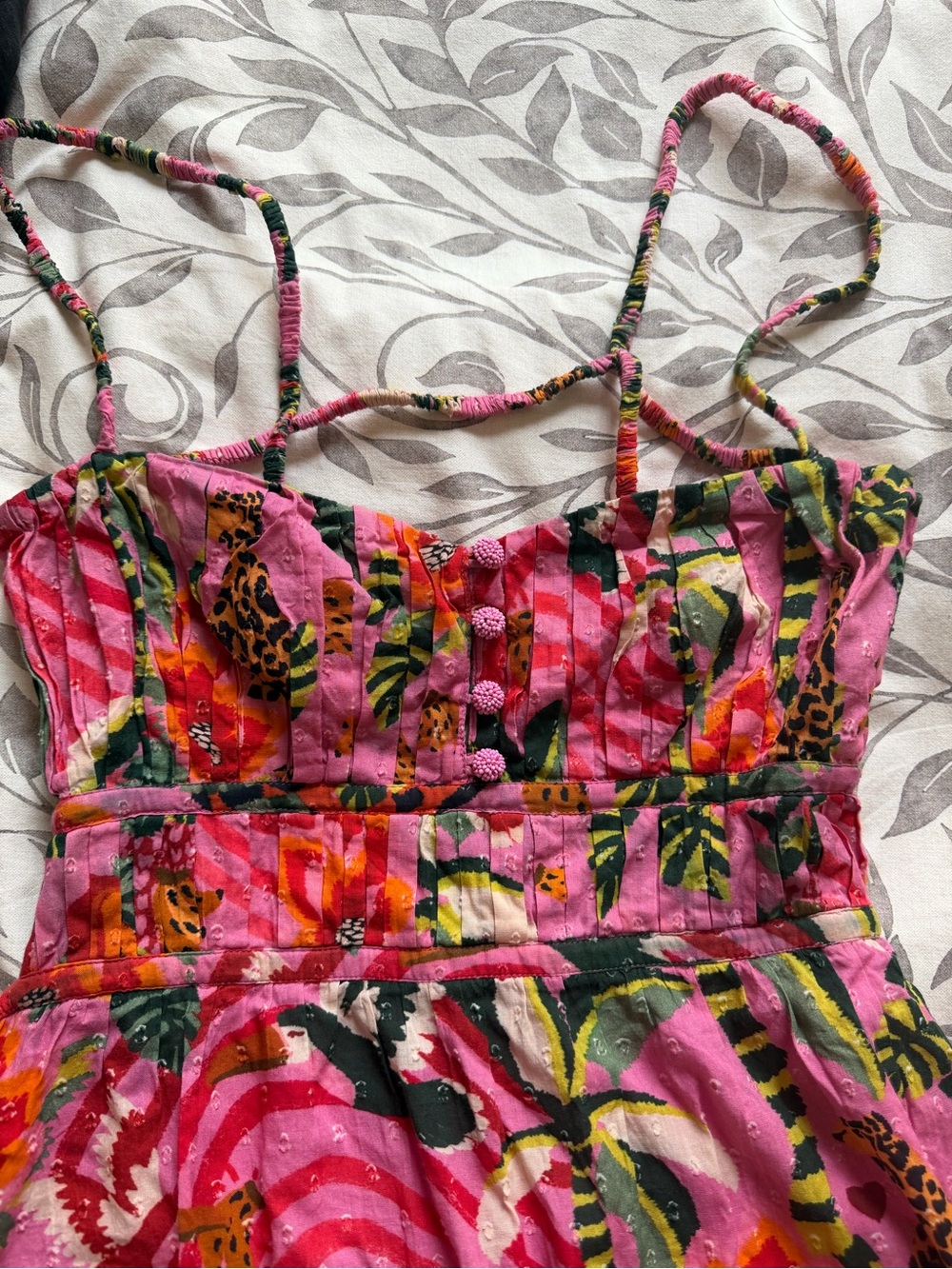 Farm Rio Pink Leopard Forest Open-Back Midi Dress - Size Large (L) - Picture 5 of 10